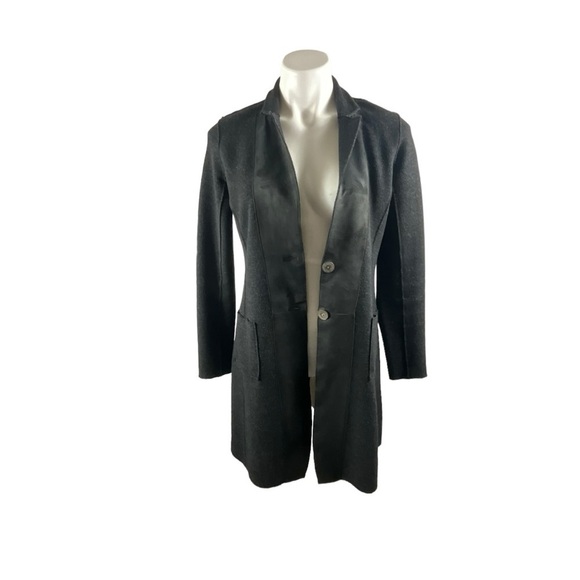 Eileen Fisher Merino Wool & Lamb Leather Swing Coat - Picture 1 of 16